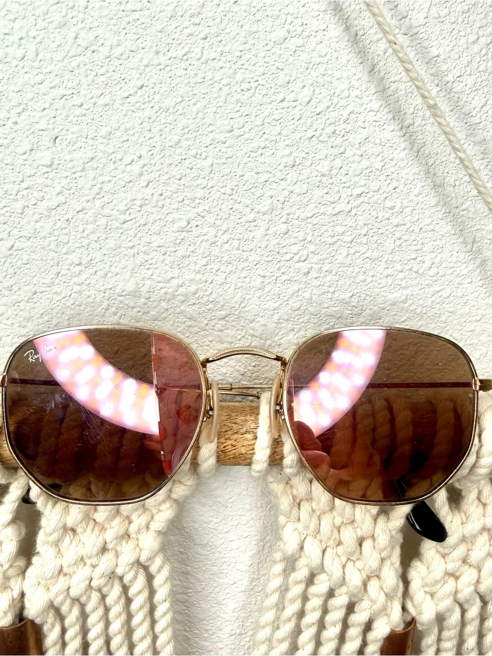 RayBan Sunglasses HEXAGONAL FLAT LENSES Gold Violet Pink Lenses Sunnies